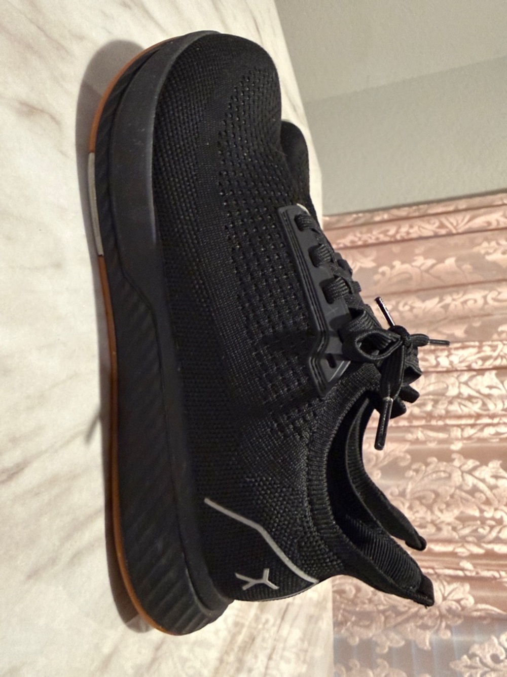 Flux Black Knit Athletic Sneakers with Gum Sole